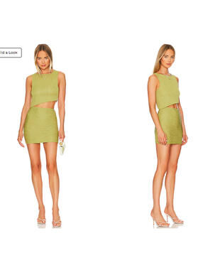 superdown Olive Green Ribbed Mini Skirt